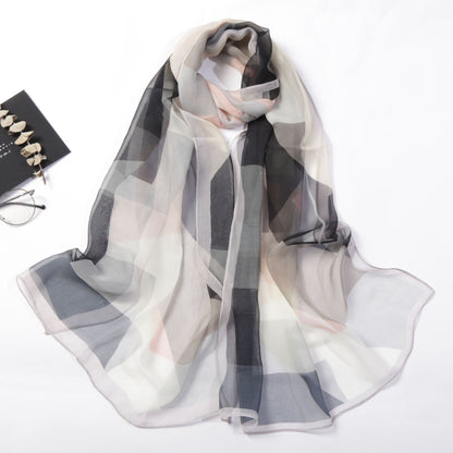 Silk Scarf Casual Color Triangle Geometric Thin