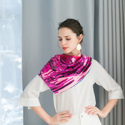 Silk Mulberry Silk Print Big Square Scarf Shawl