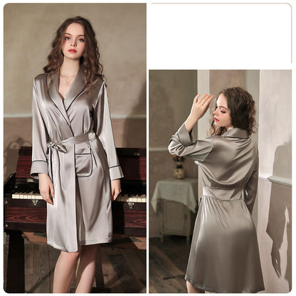 Imitation Silk Nightgown Bathrobe Home Service
