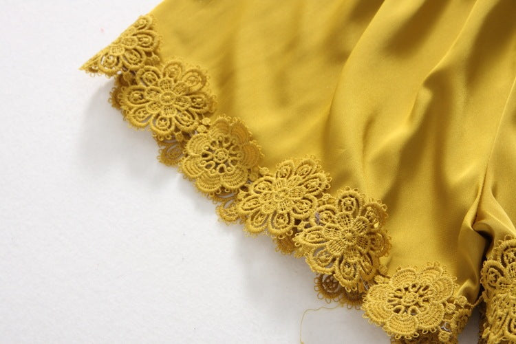 Two-piece Silk Pajamas Female Suspender Shorts