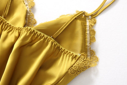 Two-piece Silk Pajamas Female Suspender Shorts