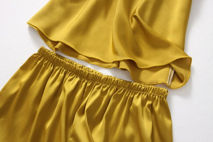 Two-piece Silk Pajamas Female Suspender Shorts