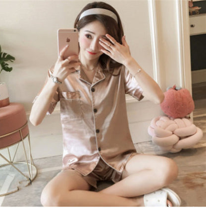 Silk Sweet Home Service Shorts Summer Cardigan Ladies Suit