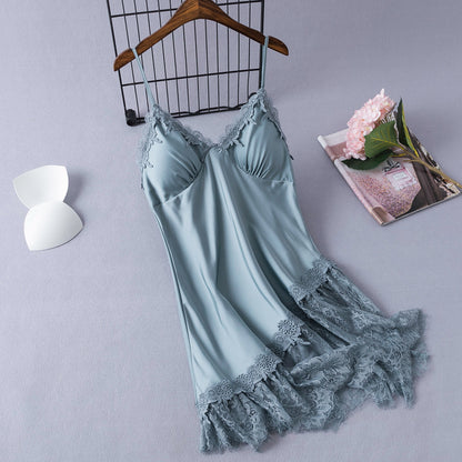 Sexy PajamasWomen Ice Silk Thin Suspender Nightdress