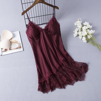 Sexy PajamasWomen Ice Silk Thin Suspender Nightdress