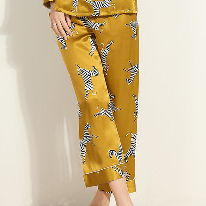Ladies Mulberry Silk Pajamas Silk Printed Homewear