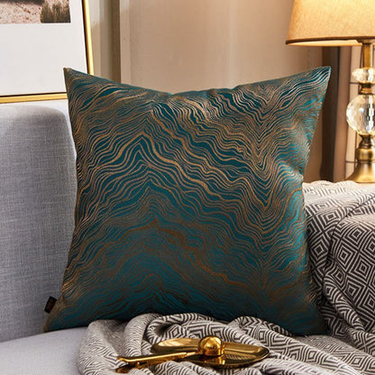 Luxury Modern Lightweight Sofa Car Cushion Cover Silk Satin Hot Stamping Metallic Color Pillowcase