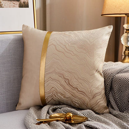 Luxury Modern Lightweight Sofa Car Cushion Cover Silk Satin Hot Stamping Metallic Color Pillowcase