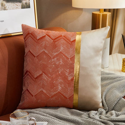 Luxury Modern Lightweight Sofa Car Cushion Cover Silk Satin Hot Stamping Metallic Color Pillowcase
