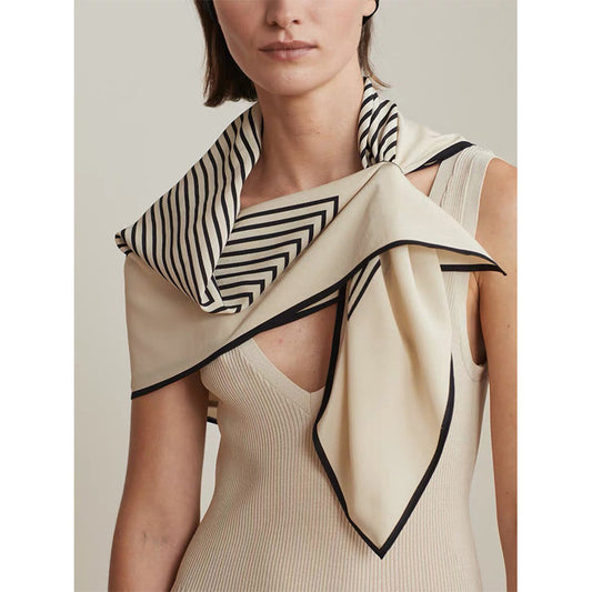 Multifunctional Geometric Stripe Printing Imitation Silk Scarf