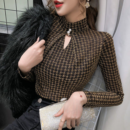 All-match Bright Silk Bottoming Shirt Women Long-sleeved T-shirt