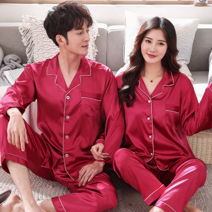 Ice silk Long-sleeved Suit Ladies Korean Thin Style  Silk Home Service