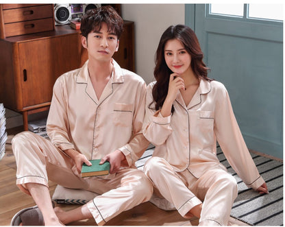 Ice silk Long-sleeved Suit Ladies Korean Thin Style  Silk Home Service