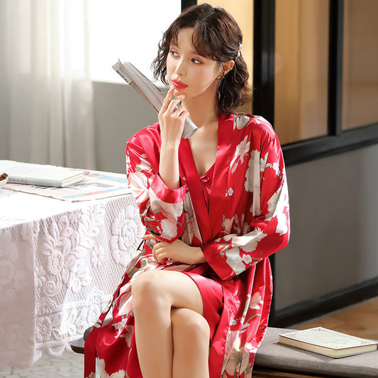 Two-Piece Pajamas Women's Summer Sexy Ice Silk Suspenders