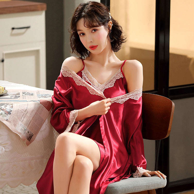 Two-Piece Pajamas Women's Summer Sexy Ice Silk Suspenders