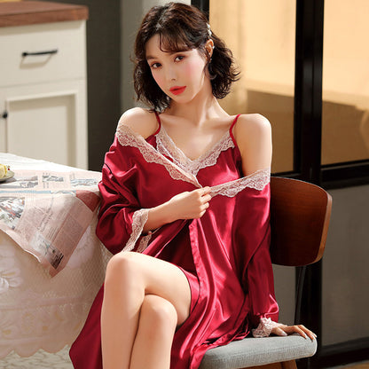 Two-Piece Pajamas Women's Summer Sexy Ice Silk Suspenders