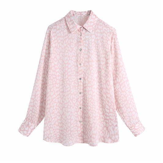 Lapel Long-Sleeved Single-Breasted Silk Shirt Women