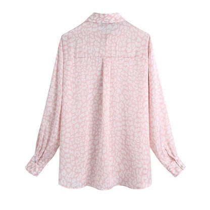 Lapel Long-Sleeved Single-Breasted Silk Shirt Women