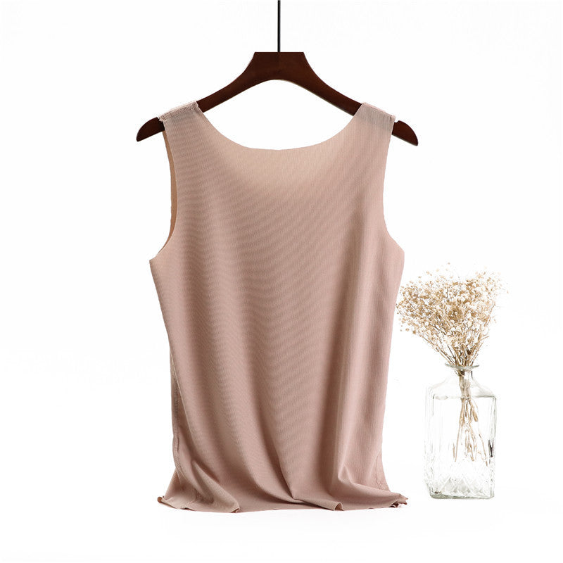 Ice Silk Cotton Solid Round Neck Vest