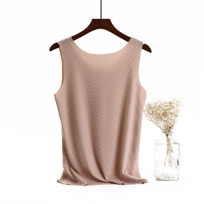 Ice Silk Cotton Solid Round Neck Vest