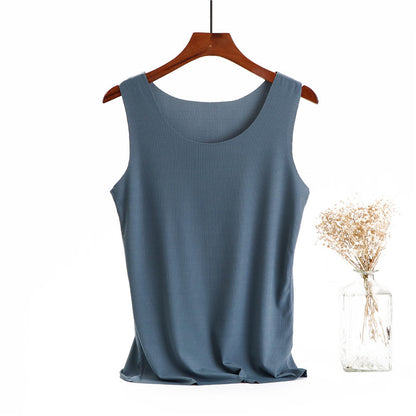 Ice Silk Cotton Solid Round Neck Vest