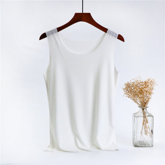 Ice Silk Cotton Solid Round Neck Vest