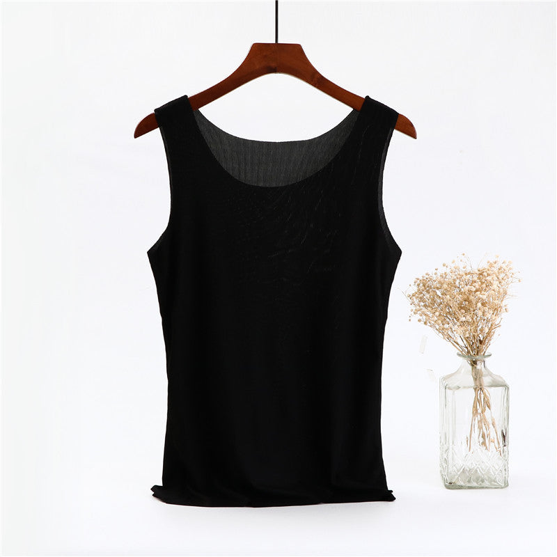 Ice Silk Cotton Solid Round Neck Vest