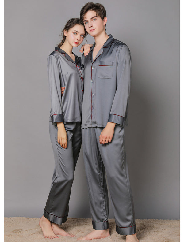 Silk Couple Pajamas And Home Wear Long-Sleeved Suit