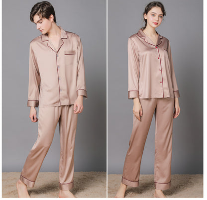 Silk Couple Pajamas And Home Wear Long-Sleeved Suit
