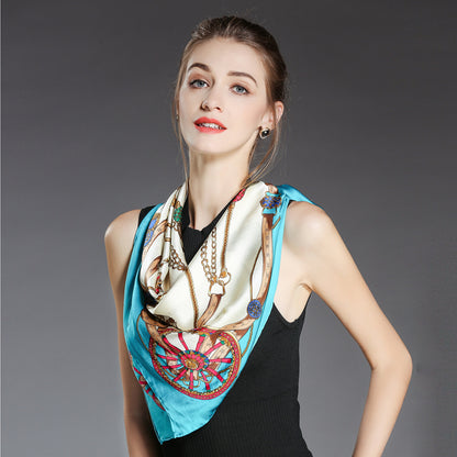 Liqu Super Beautiful Summer Day Silk Scarf Women's Small Square Scarf Thin Sunscreen Wild  Mulberry Silk Mother