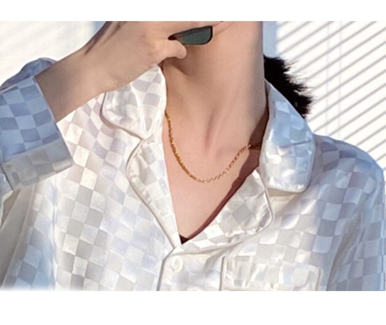 Plaid Silk Ice Silk Season Can Be Worn Outside Home Service Suits