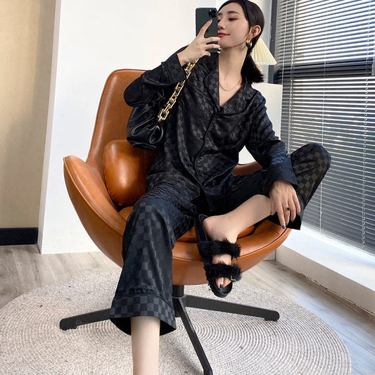 Plaid Silk Ice Silk Season Can Be Worn Outside Home Service Suits