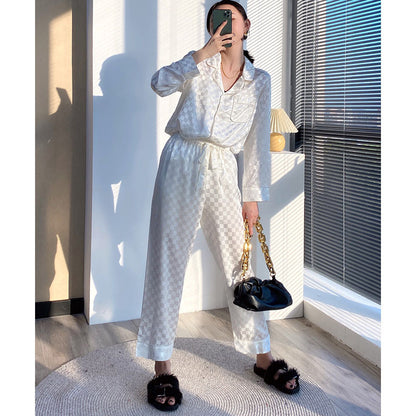 Plaid Silk Ice Silk Season Can Be Worn Outside Home Service Suits