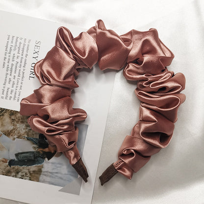 Imitation Silk Pure Color Bubble Folds Fine Hair Hoop All-Match Hair Accessories Purple Large Intestine Knotted Face Wash Hair With Headdress
