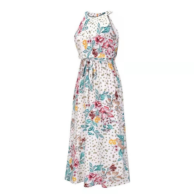 Dress Ladies Spring And Summer Sexy Milk Silk Fashion Fabric Printed Floral Long Skirt