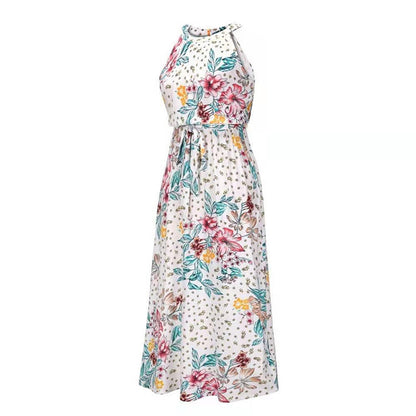 Dress Ladies Spring And Summer Sexy Milk Silk Fashion Fabric Printed Floral Long Skirt