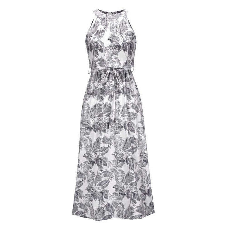 Dress Ladies Spring And Summer Sexy Milk Silk Fashion Fabric Printed Floral Long Skirt