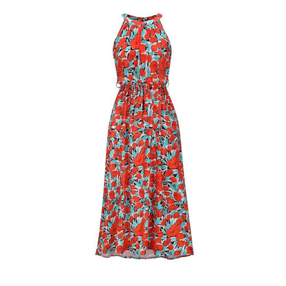 Dress Ladies Spring And Summer Sexy Milk Silk Fashion Fabric Printed Floral Long Skirt