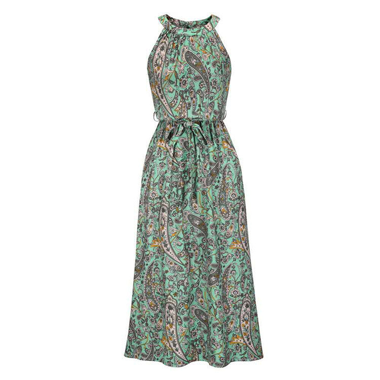 Dress Ladies Spring And Summer Sexy Milk Silk Fashion Fabric Printed Floral Long Skirt