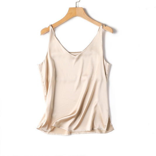 Pure Color Silk Suspender Bottoming Shirt