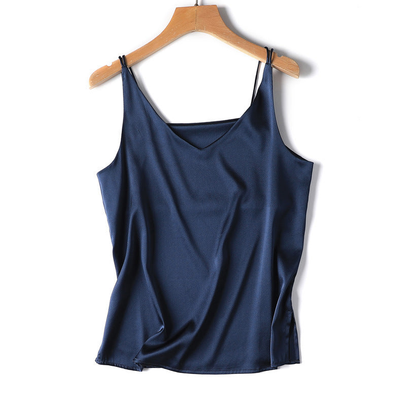 Pure Color Silk Suspender Bottoming Shirt