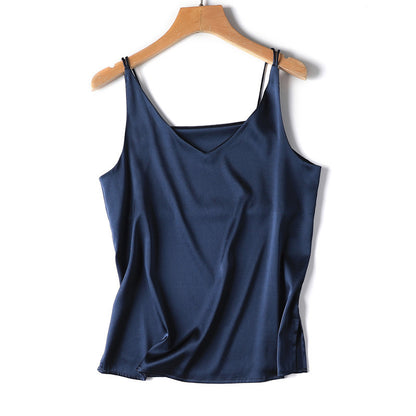 Pure Color Silk Suspender Bottoming Shirt