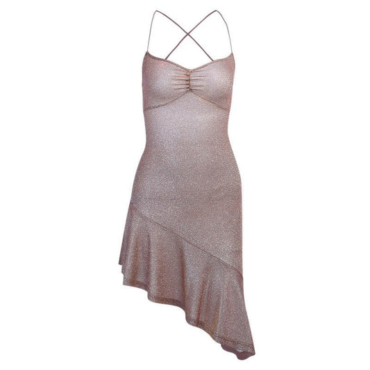 Bright Silk Strapless Back Strap Dress