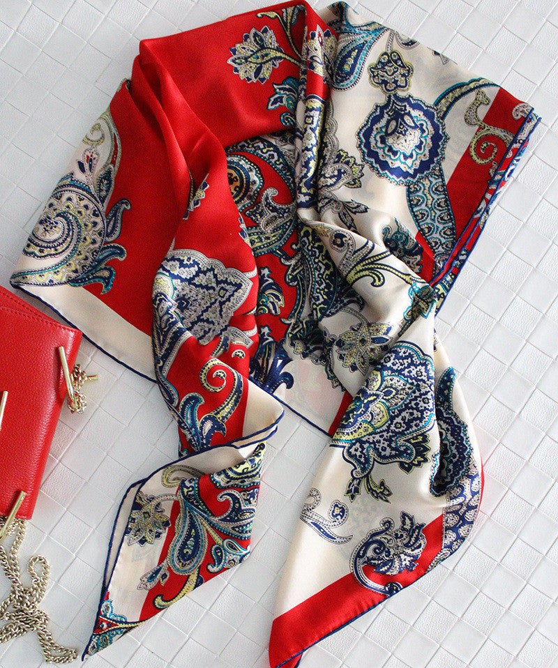 New Style Silk Scarf And Rich Cashew Nut Vine