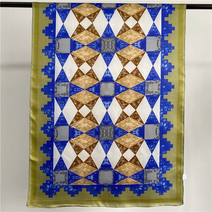 Retro Geometric Pattern Silk Satin Silk Scarf Women'S Scarf