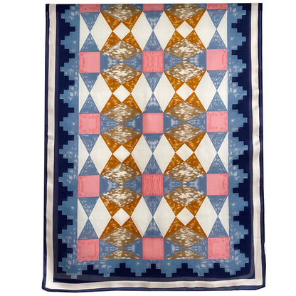 Retro Geometric Pattern Silk Satin Silk Scarf Women'S Scarf