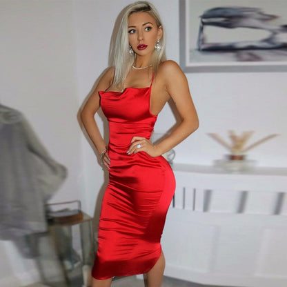 Women's Dress Foreign Trade Sexy Nightclub Skirt Summer Satin Fashion Women's Dress Women
