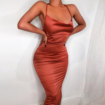 Women's Dress Foreign Trade Sexy Nightclub Skirt Summer Satin Fashion Women's Dress Women