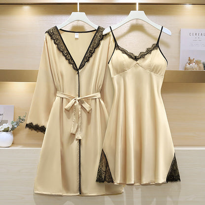 New Sexy Pajamas Nightgown Ladies Summer Ice Silk Suspender Skirt