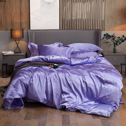Pure Color Ice Silk Four-piece Bedding